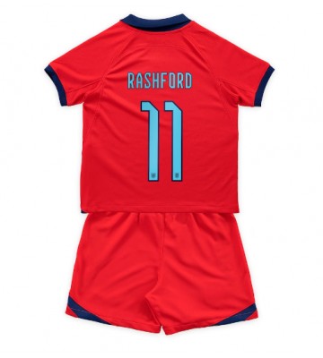 England Marcus Rashford #11 Borta Kläder Barn VM 2022 Kortärmad (+ Korta byxor)